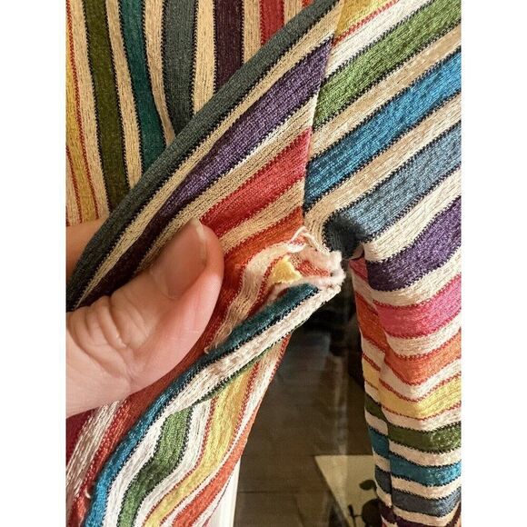 Vtg 70's Ethnic Bohemian Hippy Rainbow Stripe Dress Small Flaw Pls Read. Q - Picture 9 of 10